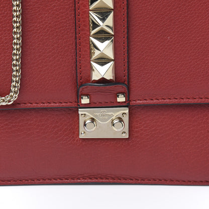 Valentino Garavani Pebbled Calfskin Medium Glam Lock Rockstud Flap Red 8 of 8