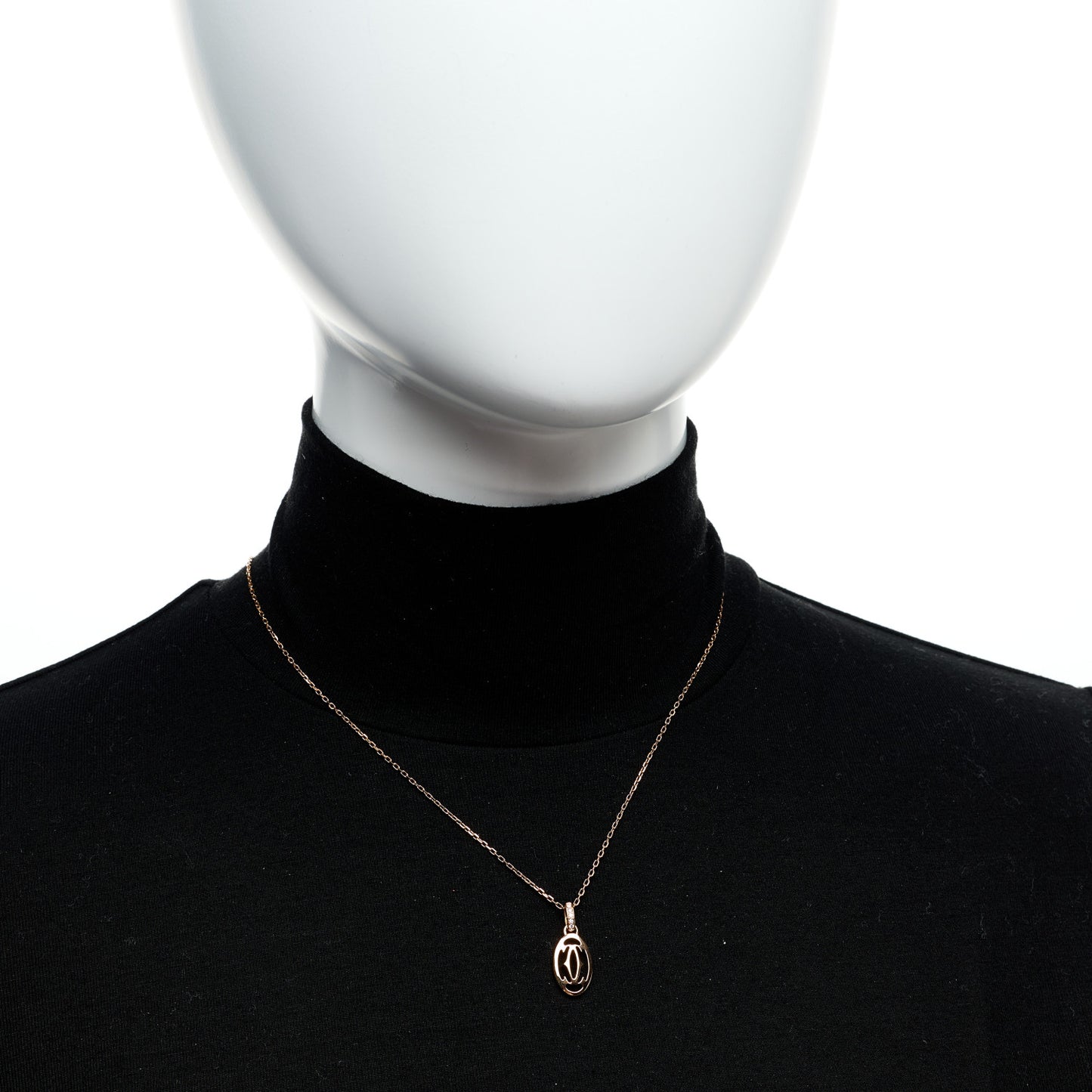 18K Pink Gold Diamond Logo Pendant Necklace