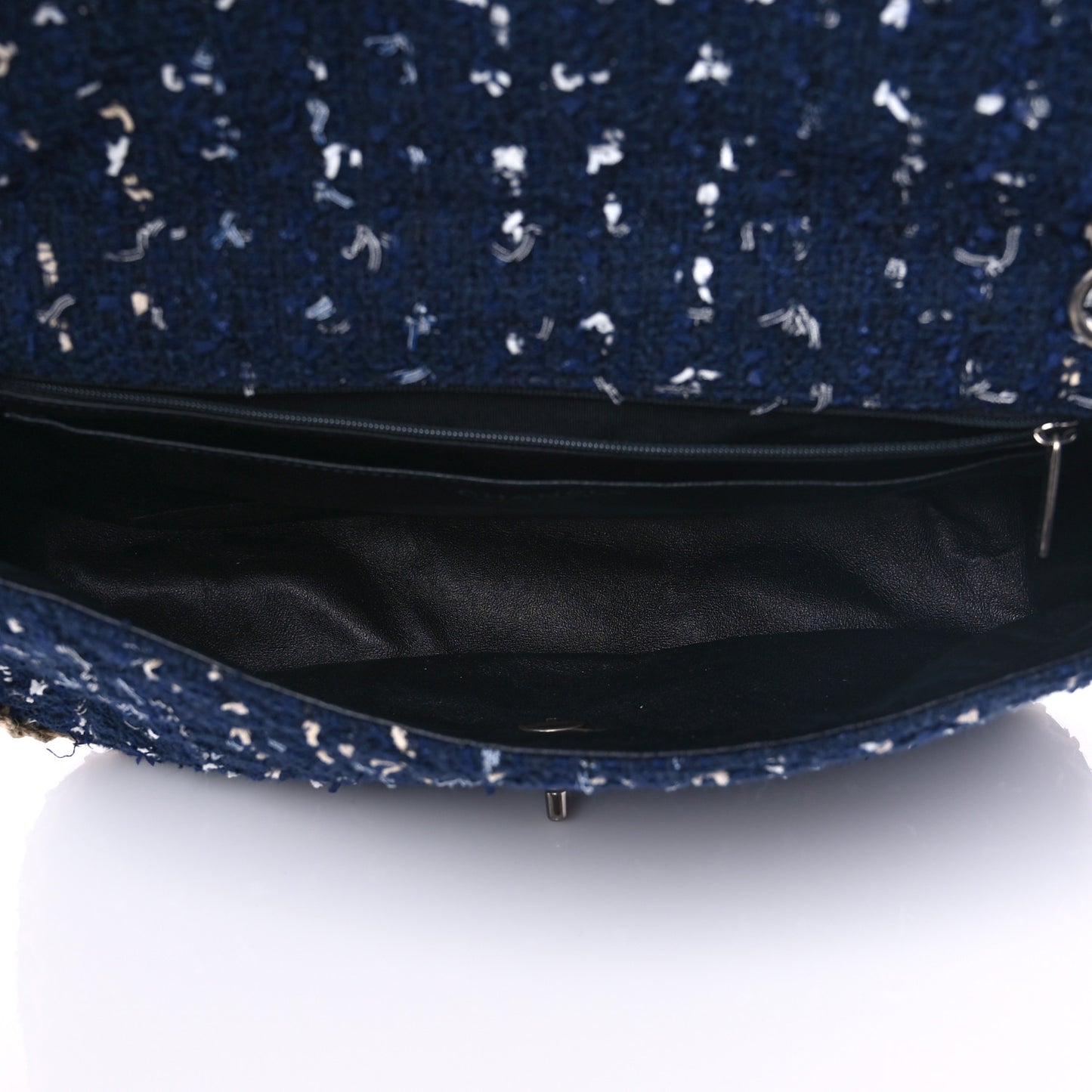 Tweed Woven Single Flap Navy Multicolor