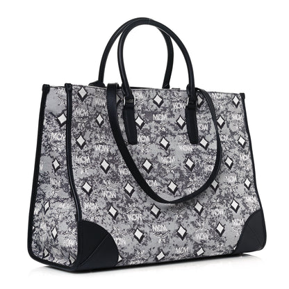 MCM Nappa Jacquard Monogram Large Tote Grey 4 of 15