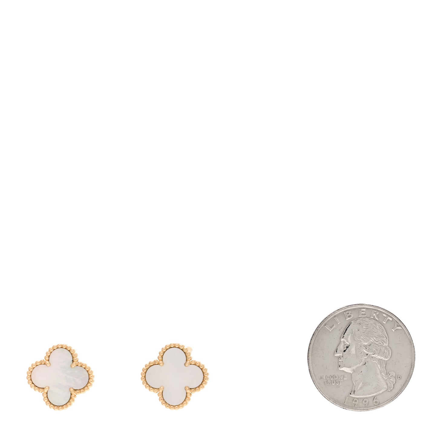 18K Yellow Gold Mother of Pearl Vintage Alhambra Earrings
