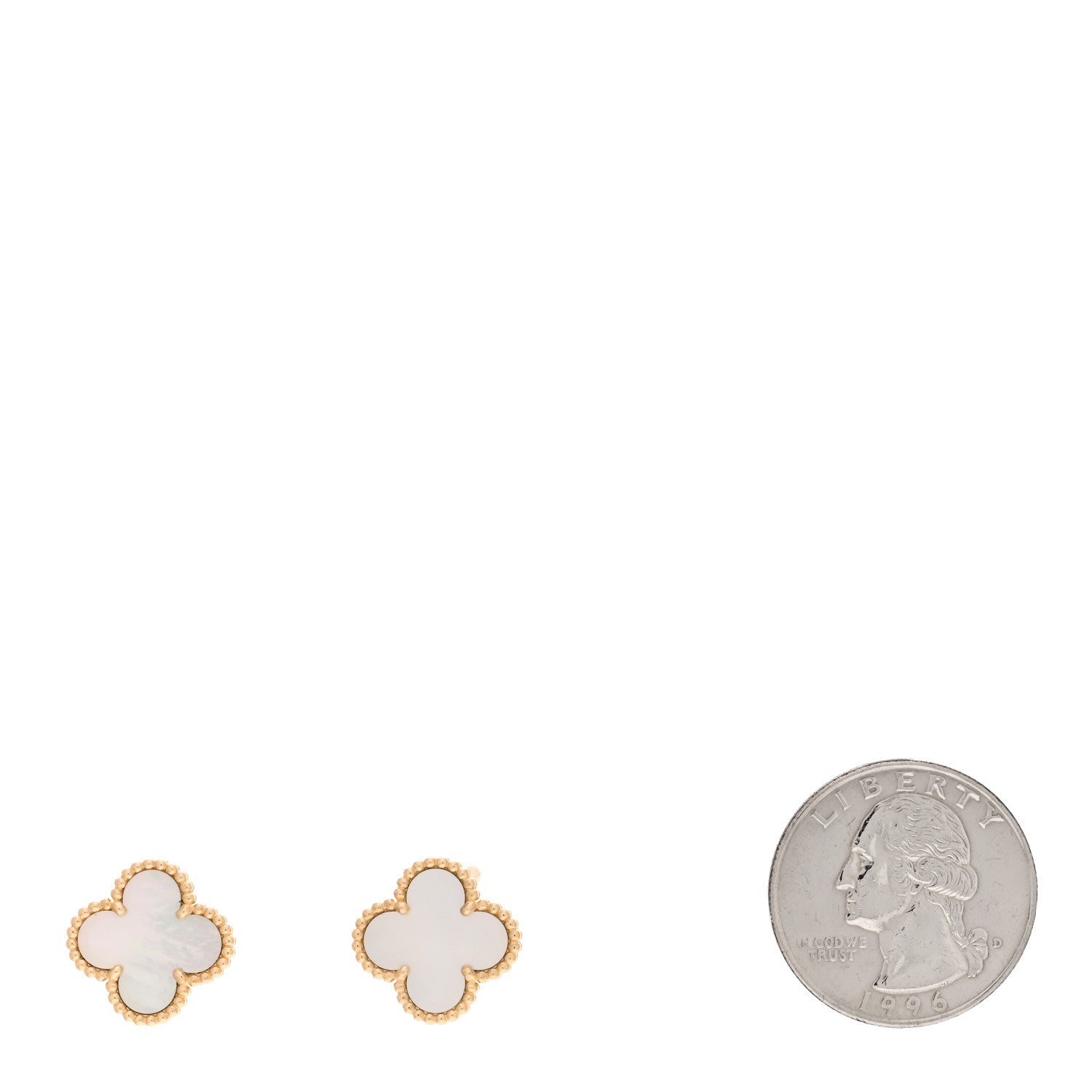 Van Cleef & Arpels 18K Yellow Gold Mother of Pearl Vintage Alhambra Earrings 2 of 5