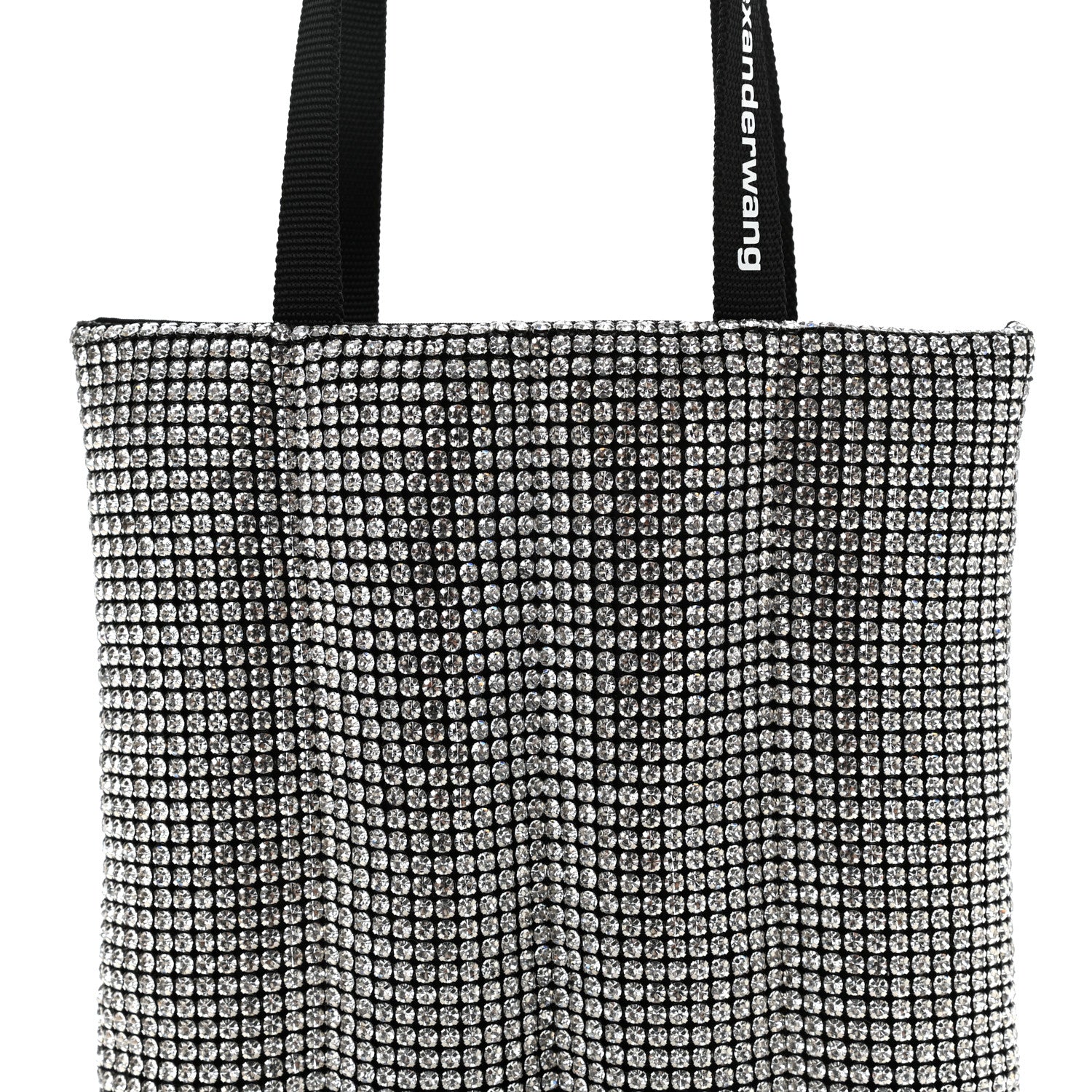 Alexander Wang Mesh Crystal Rhinestone Quilted Heiress Tote Black Silver 7 of 9