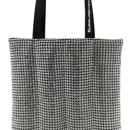 Alexander Wang Mesh Crystal Rhinestone Quilted Heiress Tote Black Silver 7 of 9