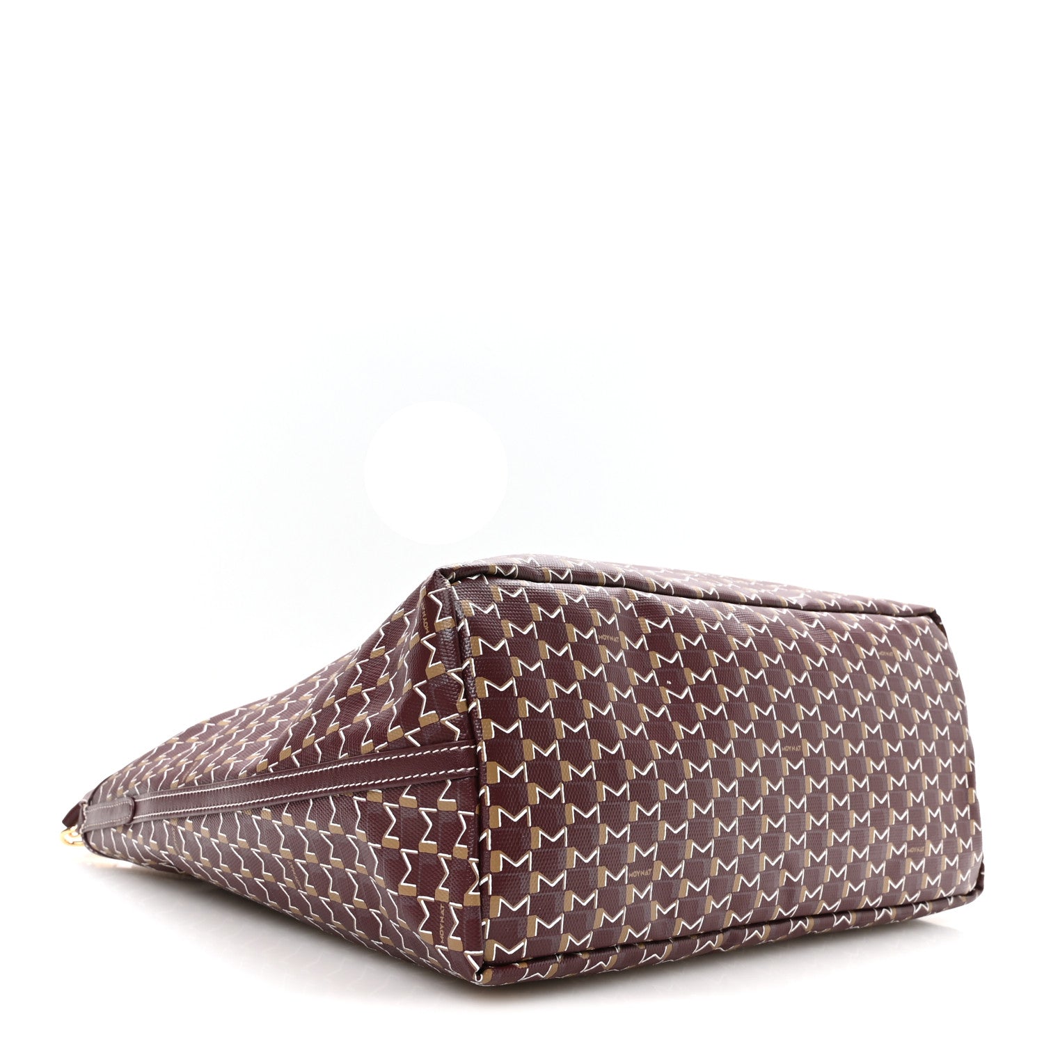 Moynat Calfskin Canvas M Hobo Bag Burgundy 4 of 9