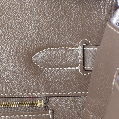 Hermes Taurillon Clemence Birkin 35 Etoupe 19 of 40