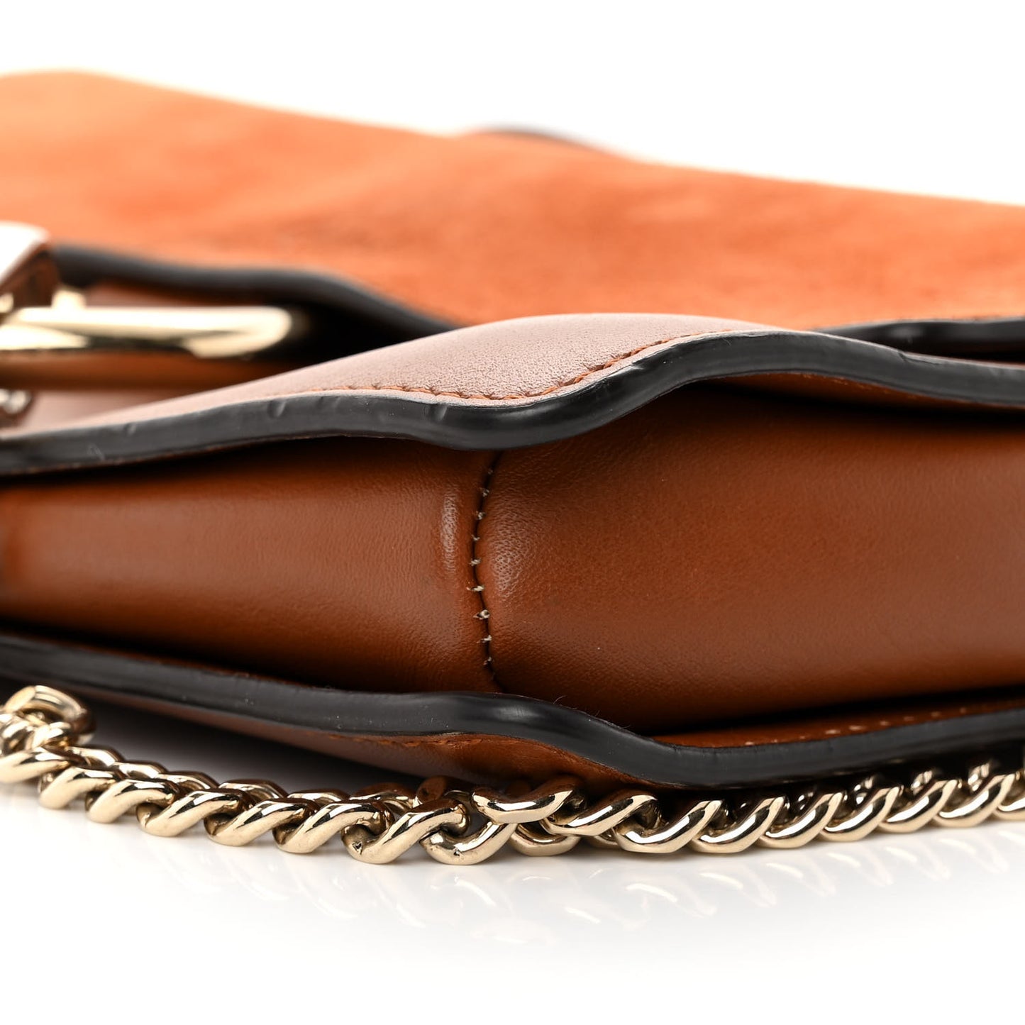 Suede Calfskin Small Faye Shoulder Bag Tobacco