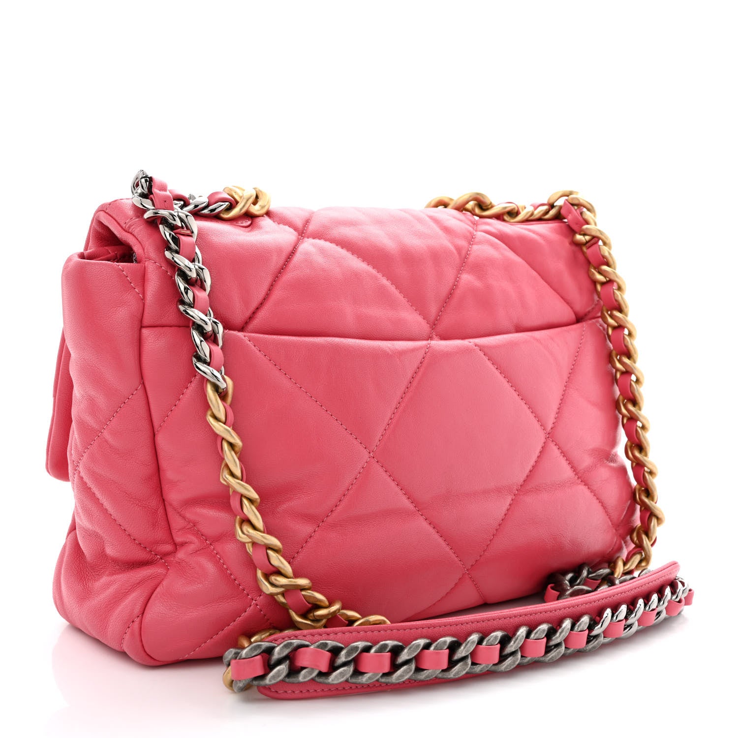 Chanel Goatskin Quilted Large Chanel 19 Flap Dark Pink 3 of 11
