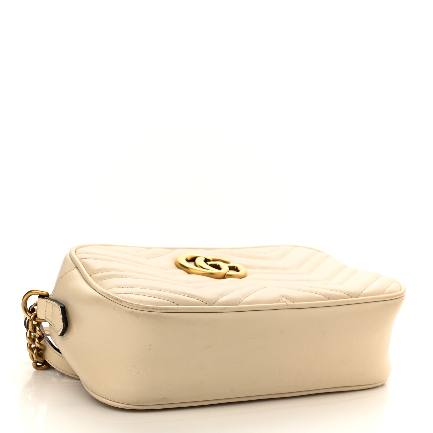 Calfskin Matelasse Small GG Marmont Chain Shoulder Bag White