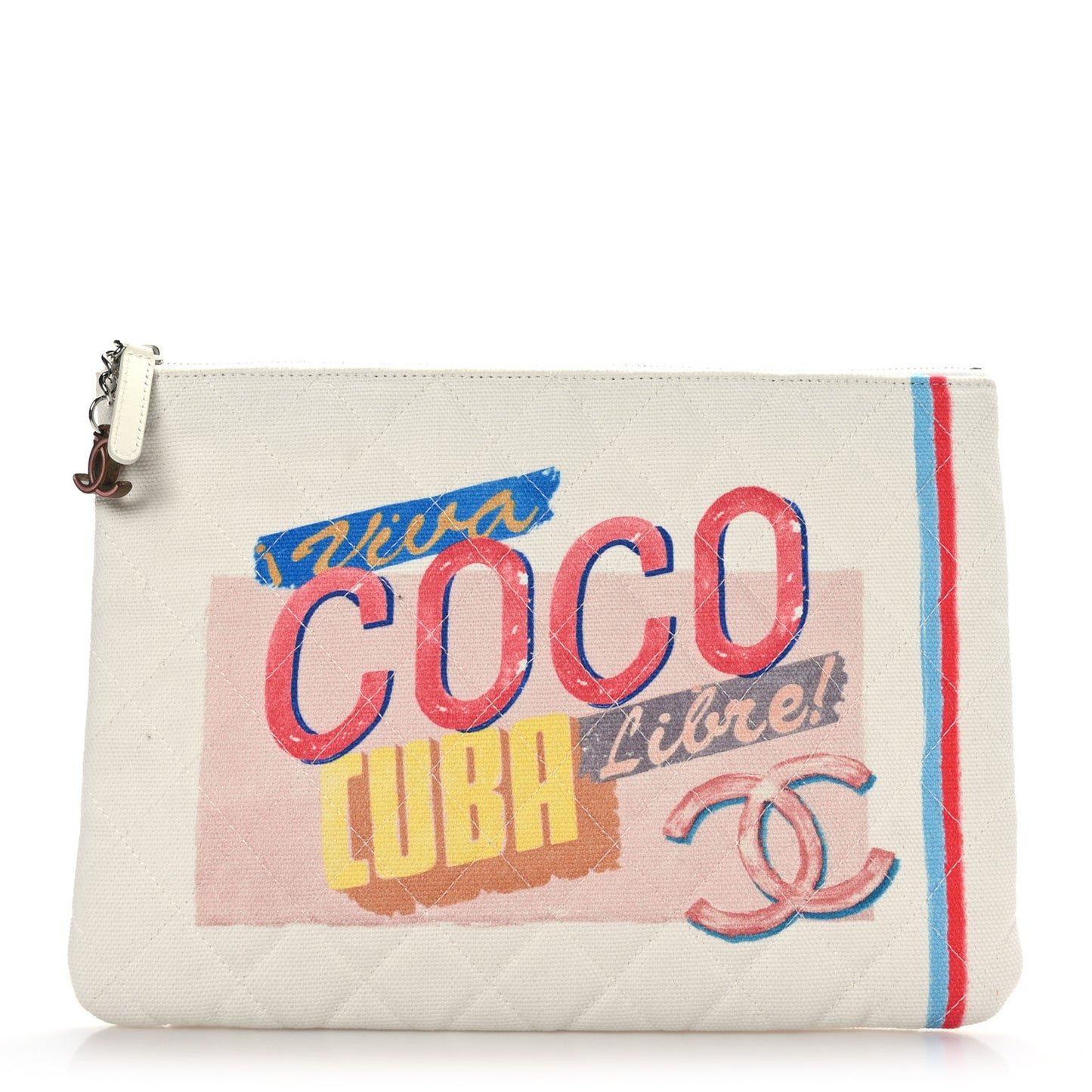 Canvas Medium Coco Cuba Cosmetic Case Yellow Turquoise