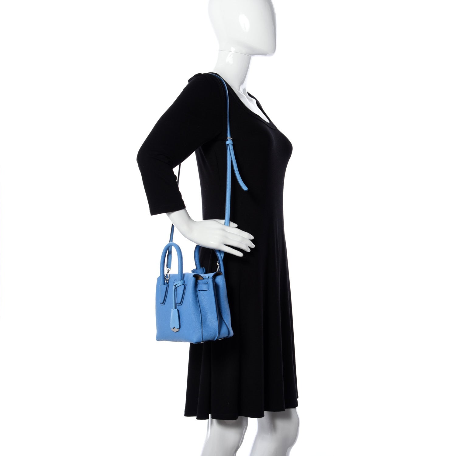 MCM Grained Calfskin Mini Milla Tote Mediterranean Blue 2 of 13