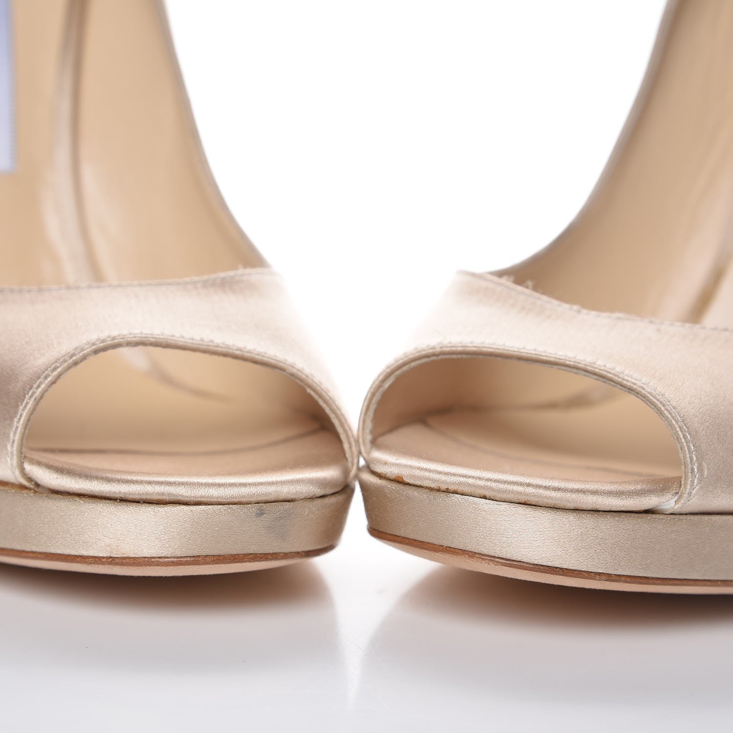 Jimmy Choo Satin Crystal Bow Grant Peep Toe Pumps 39.5 Beige 13 of 13