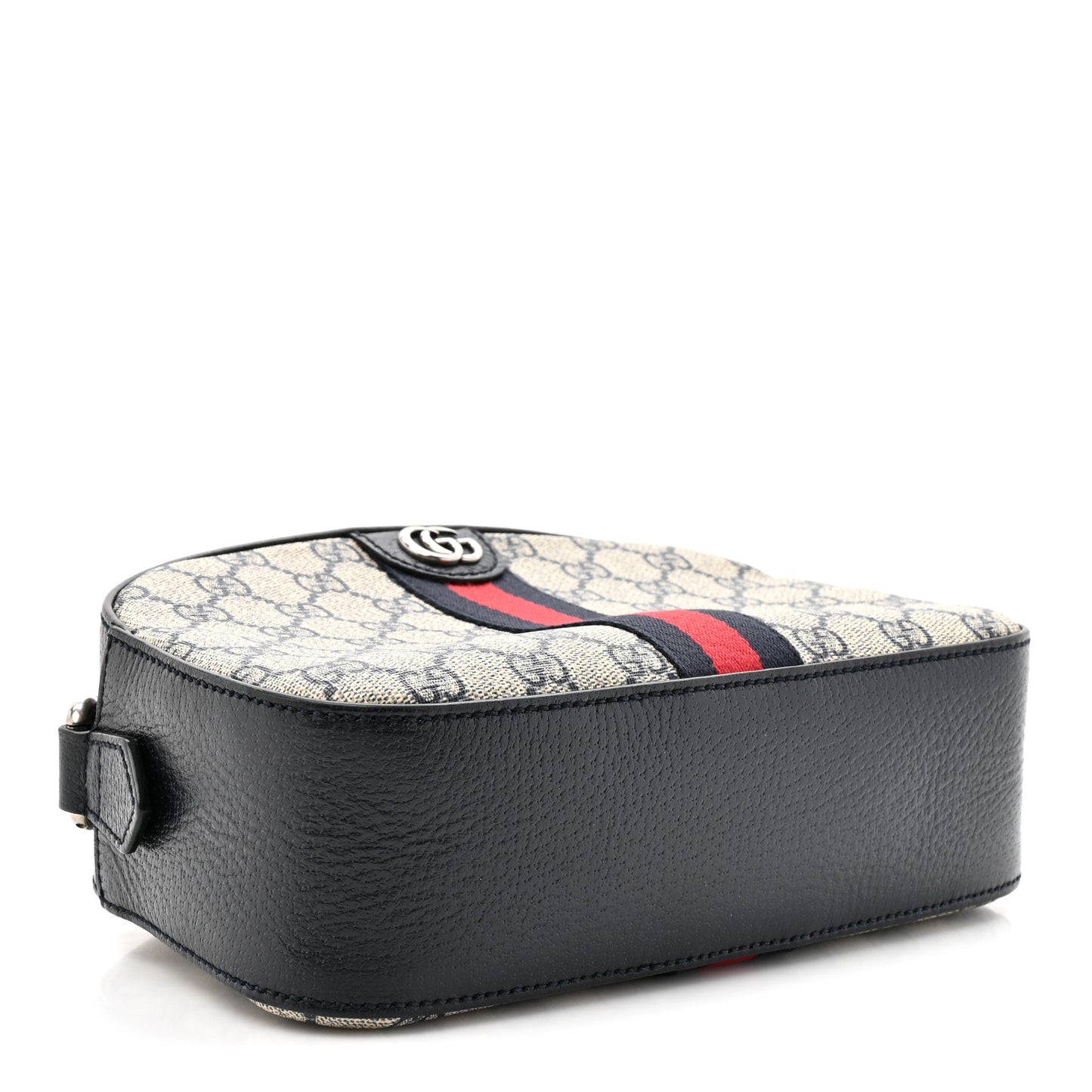 GG Supreme Monogram Textured Dollar Calfskin Web Small Ophidia Camera Bag Beige Blue