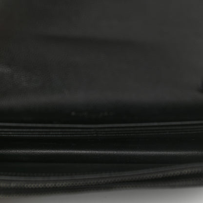 Saint Laurent Grain De Poudre Matelasse Chevron Monogram Monochrome Envelope Chain Wallet Black 5 of 9