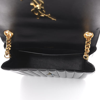 Saint Laurent Patent Matelasse Monogram Large Vicky Chain Bag Black 4 of 10