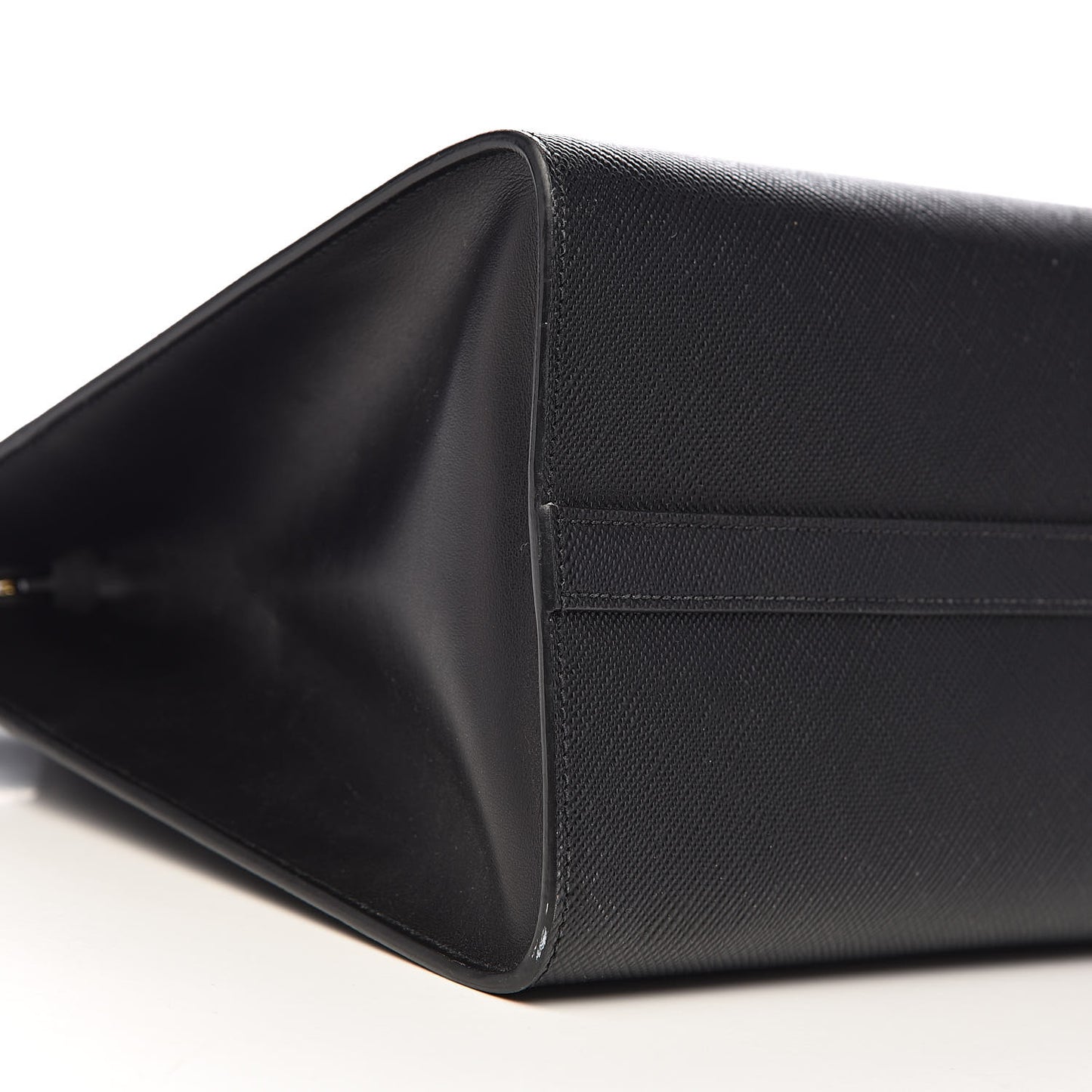Saffiano Cuir Calfskin Medium Monochrome Top Handle Tote Black