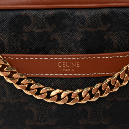 Celine Triomphe Canvas Calfskin Medium Patapans Tan 6 of 9