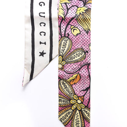 Gucci Silk Alsacienne Floral Print Skinny Scarf Pink 4 of 4