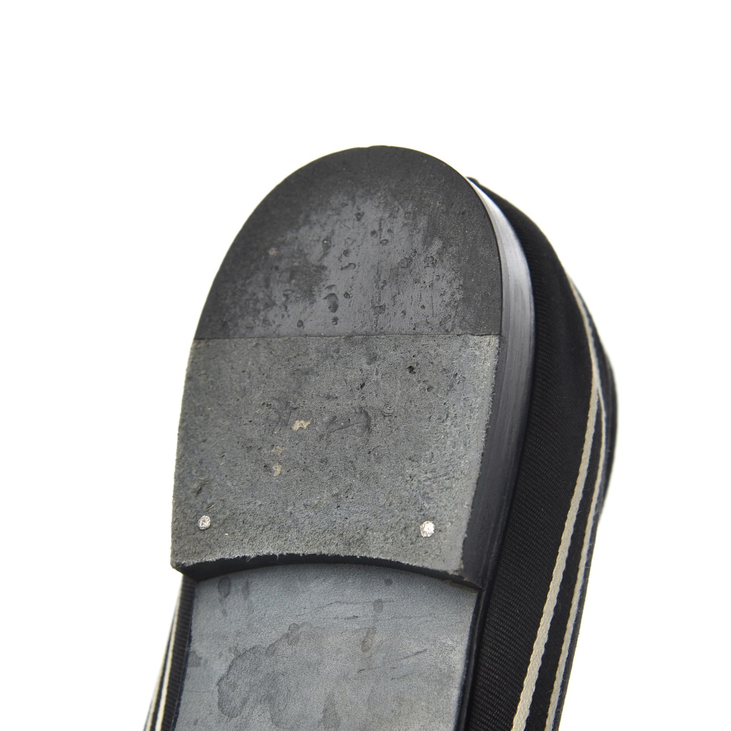 Fabric Grosgrain Cap Toe Ballerina Flats 39.5 Black