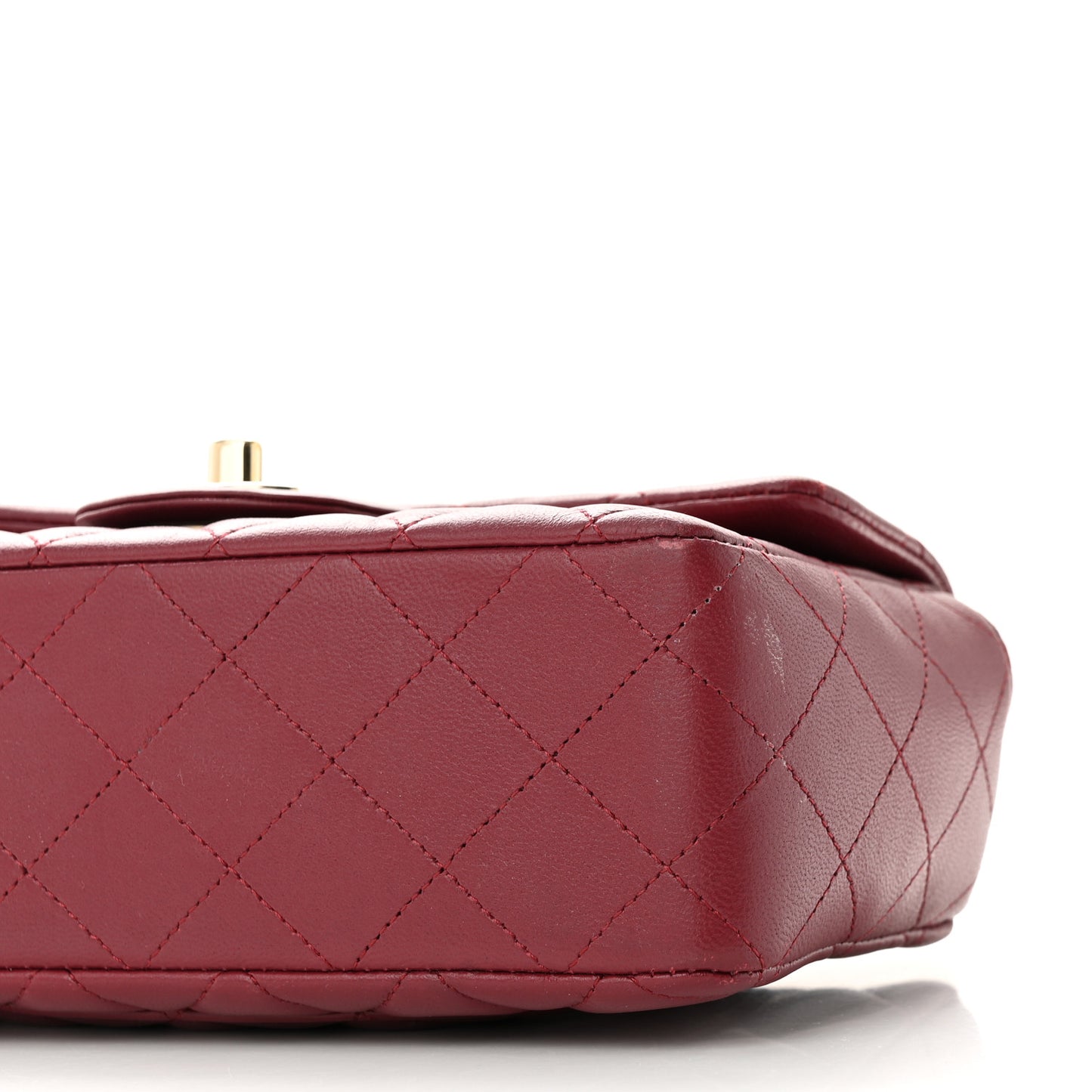 Lambskin Quilted Mini Rectangular Flap Burgundy