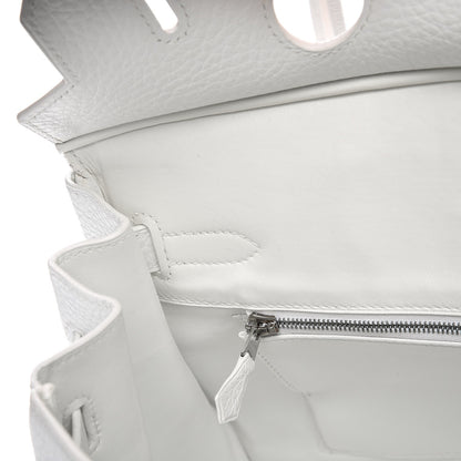 Hermes Taurillon Clemence Birkin 30 White 11 of 33