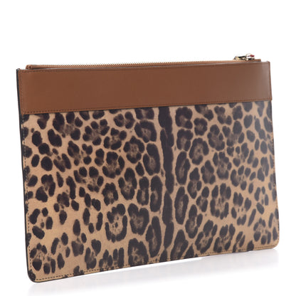 Valentino Garavani Calfskin Leopard Print City Safari Large Pouch Brown 3 of 6