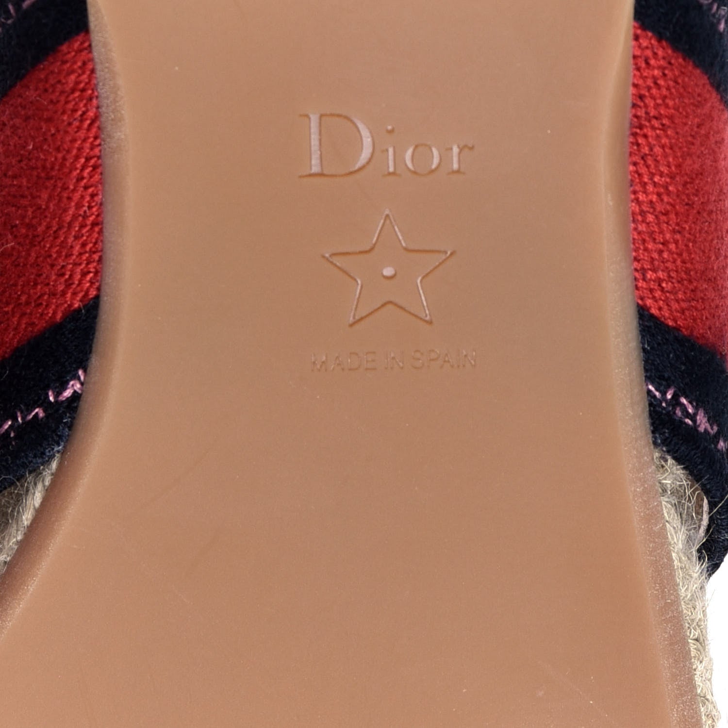 Christian Dior Canvas Embroidered Granville Espadrille Crisscross Flat Slide Sandals 37.5 Spicy Red 8 of 10