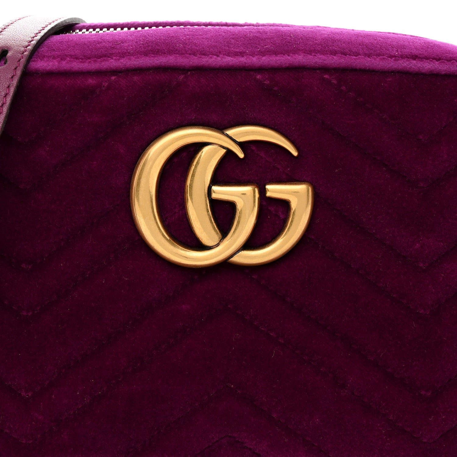 Gucci Velvet Matelasse Small GG Marmont Chain Shoulder Bag Fuchsia Violet Cyclamen 8 of 11