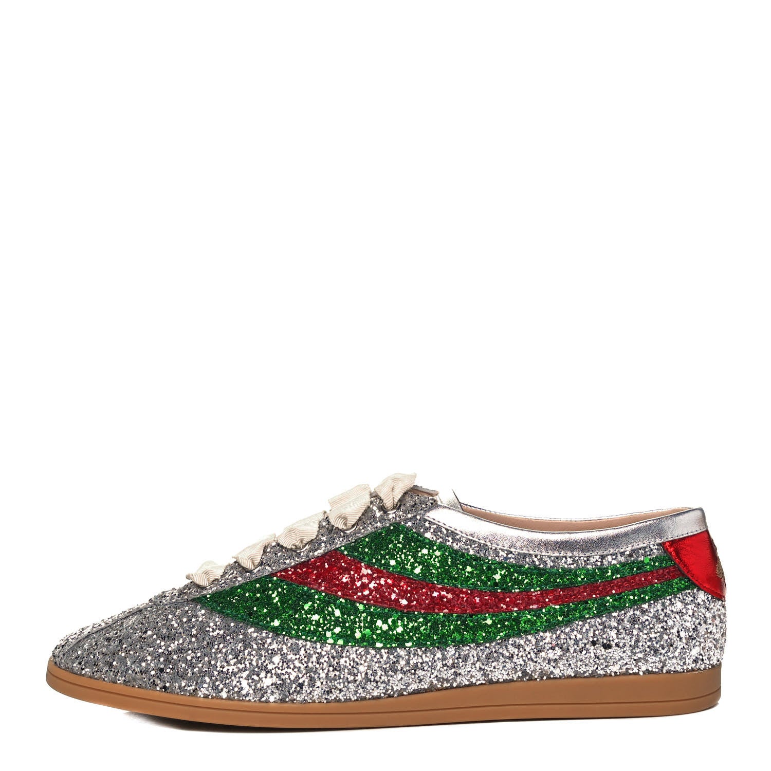 Gucci Glitter Fabric Web Mens Falacer Sneakers 9 Silver 1 of 7