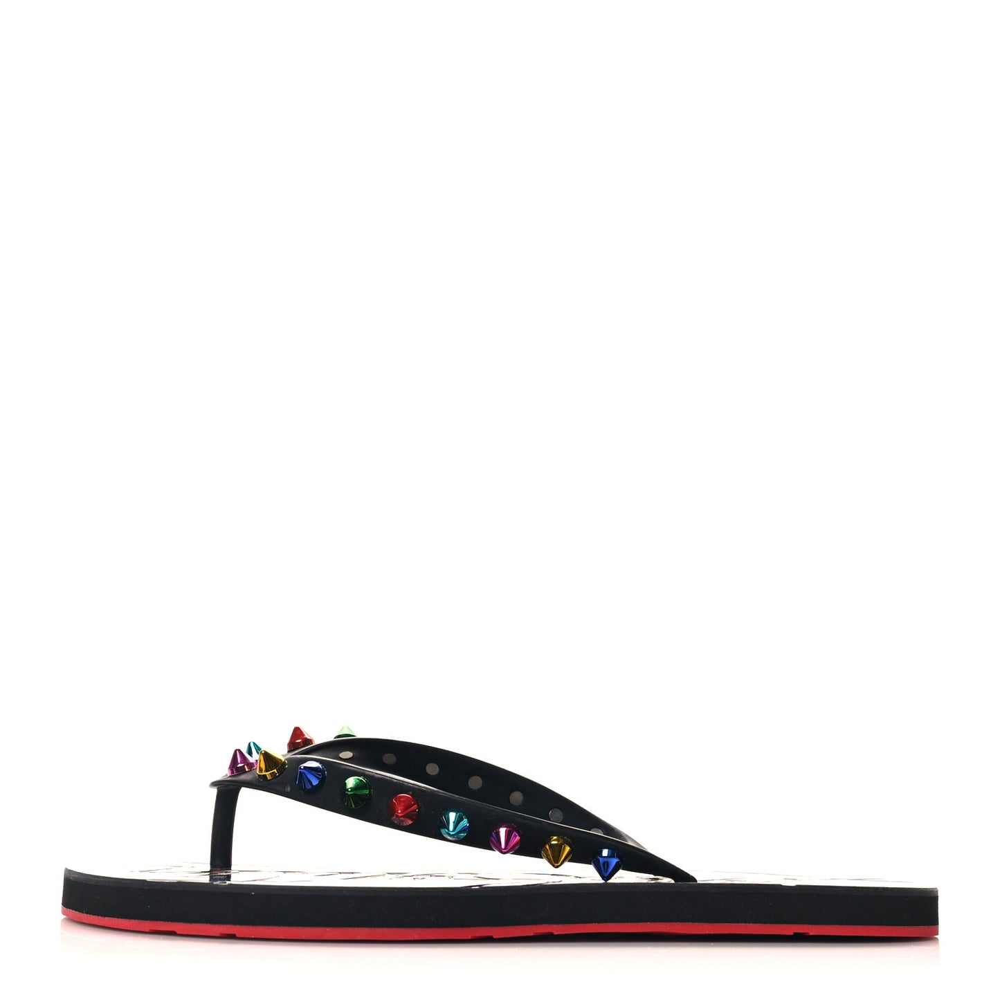 Rubber Spike Loubi Flip Flip Platform Sandals 38 Black