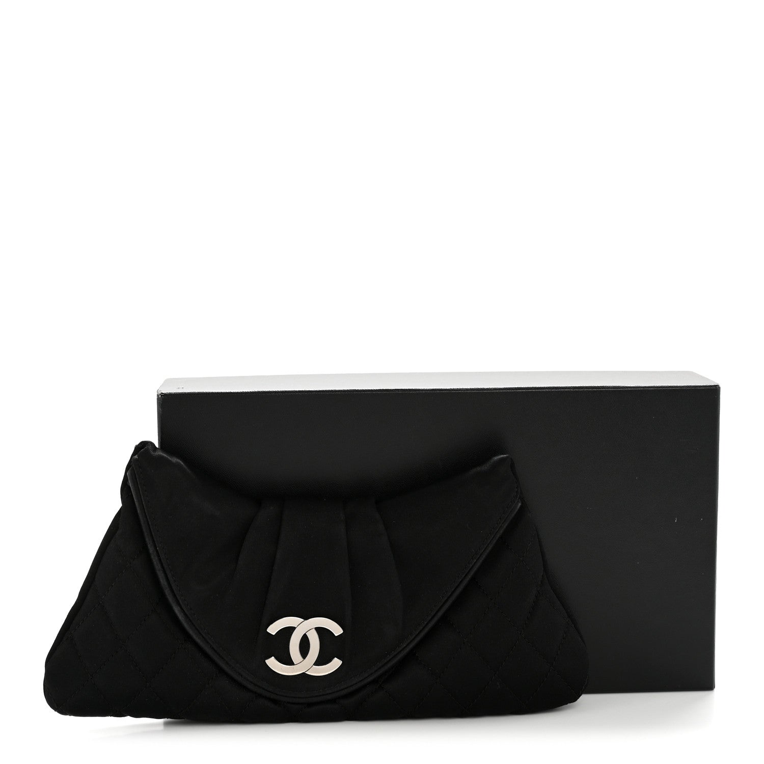 Chanel Satin Quilted Flap Clutch Black 14 of 14