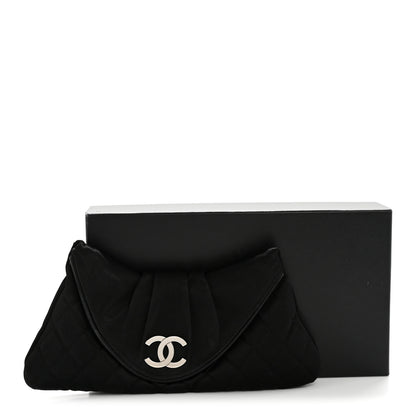 Chanel Satin Quilted Flap Clutch Black 14 of 14