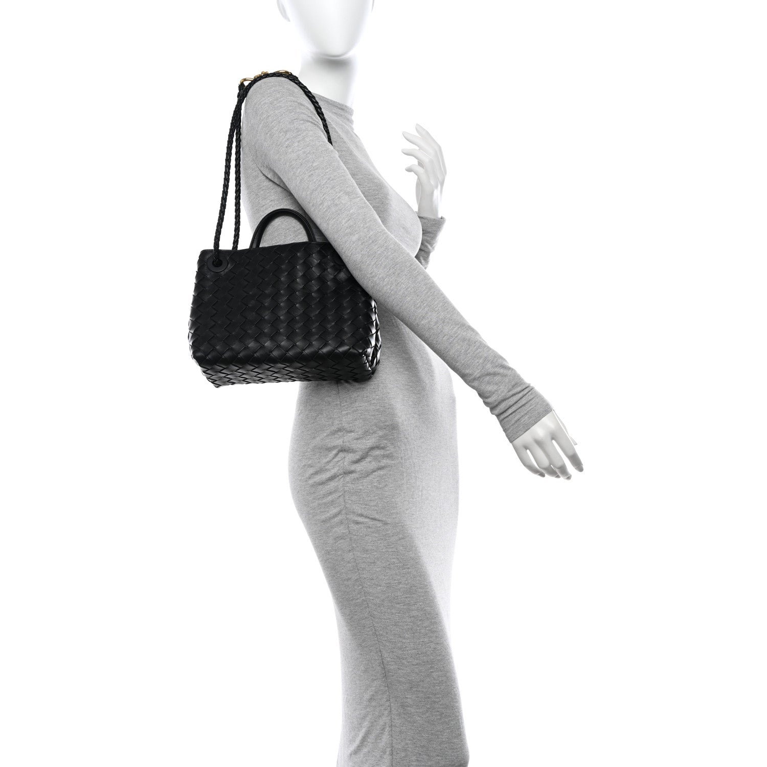Bottega Veneta Nappa Intrecciato Small Andiamo Shoulder Bag Black 2 of 9