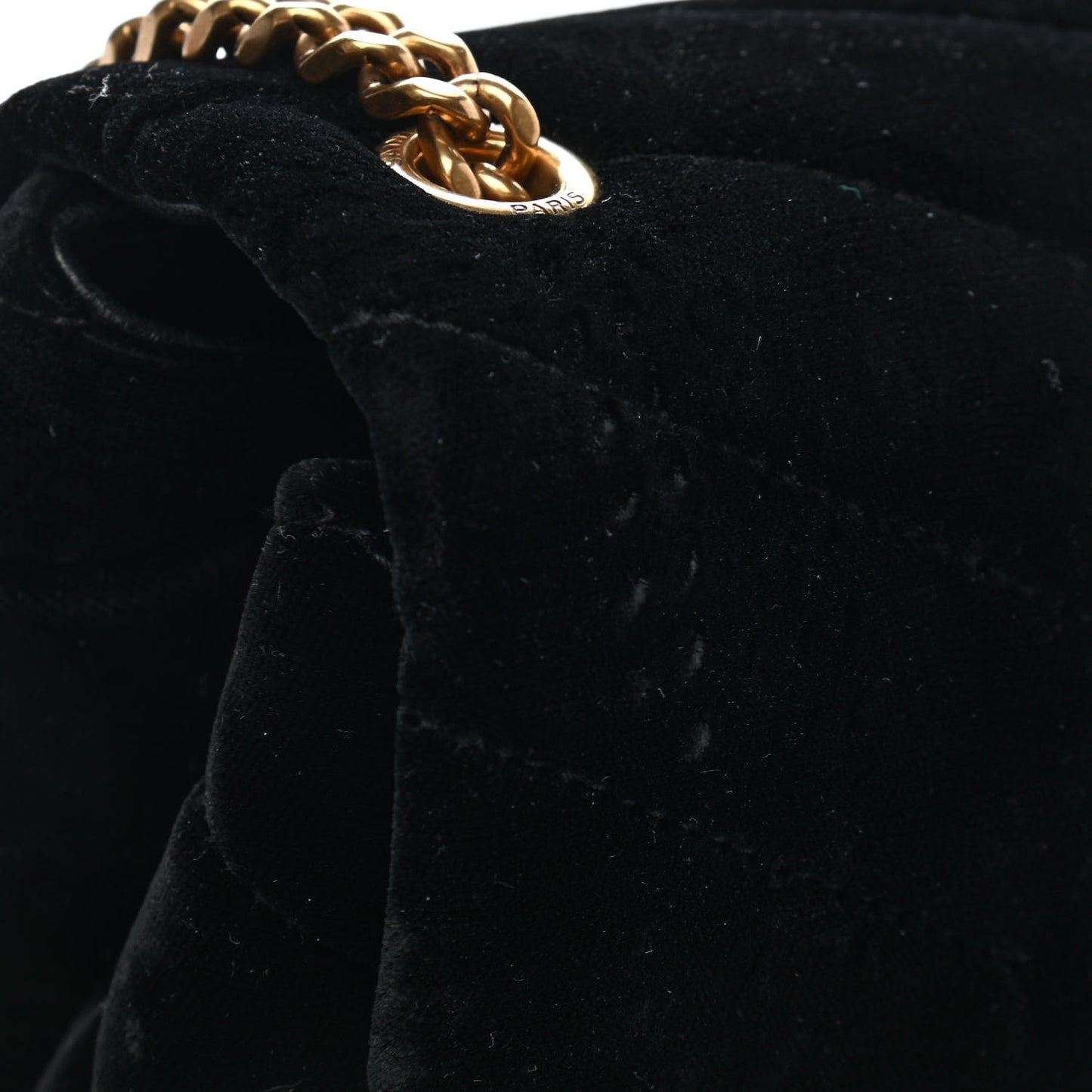 Velvet Y Quilted Monogram Small Loulou Chain Satchel Black