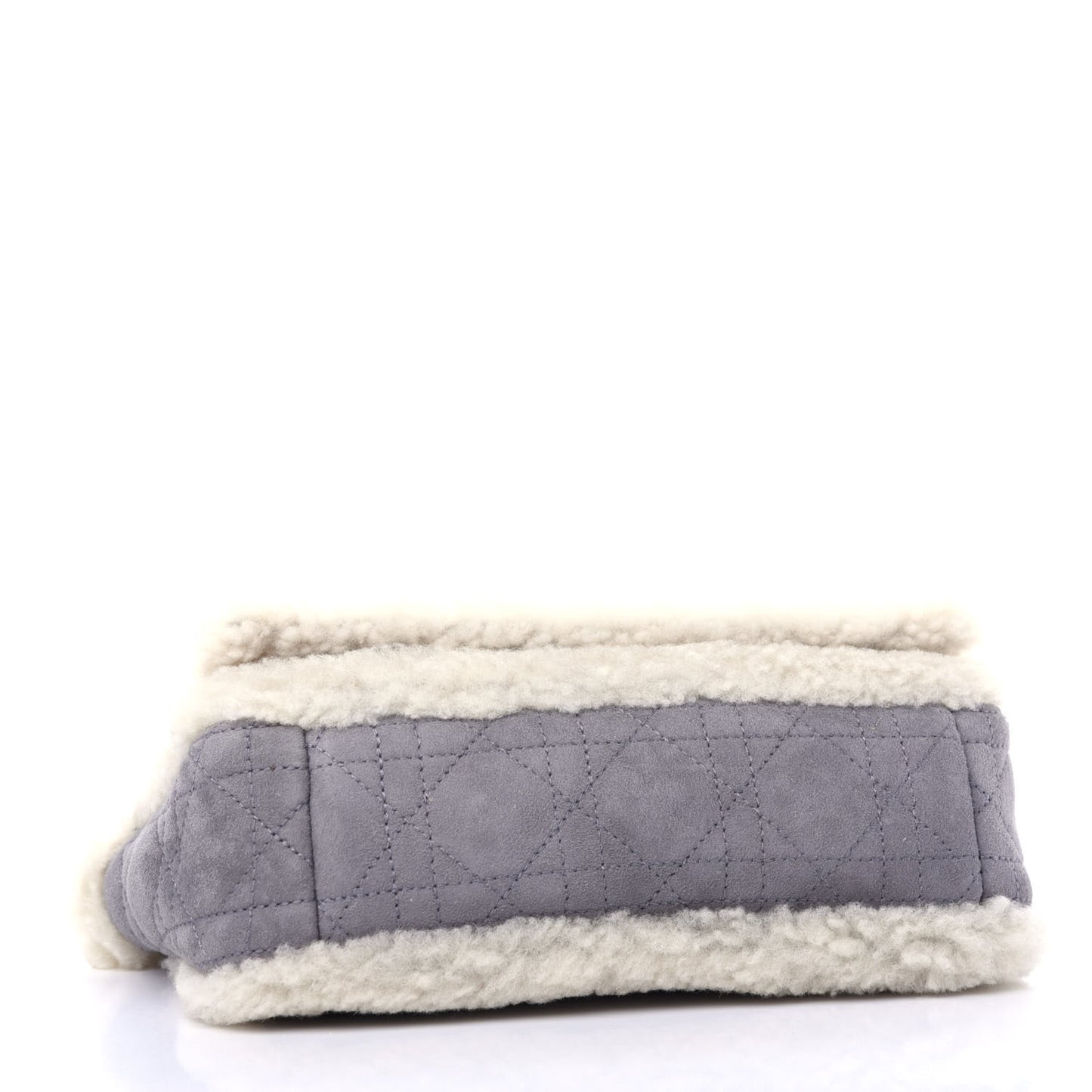 Shearling Sheepskin Wool Cannage Small Caro Bag Gray