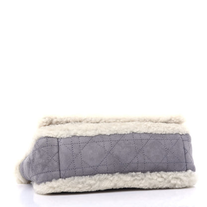 Christian Dior Shearling Sheepskin Wool Cannage Small Caro Bag Gray 4 of 9