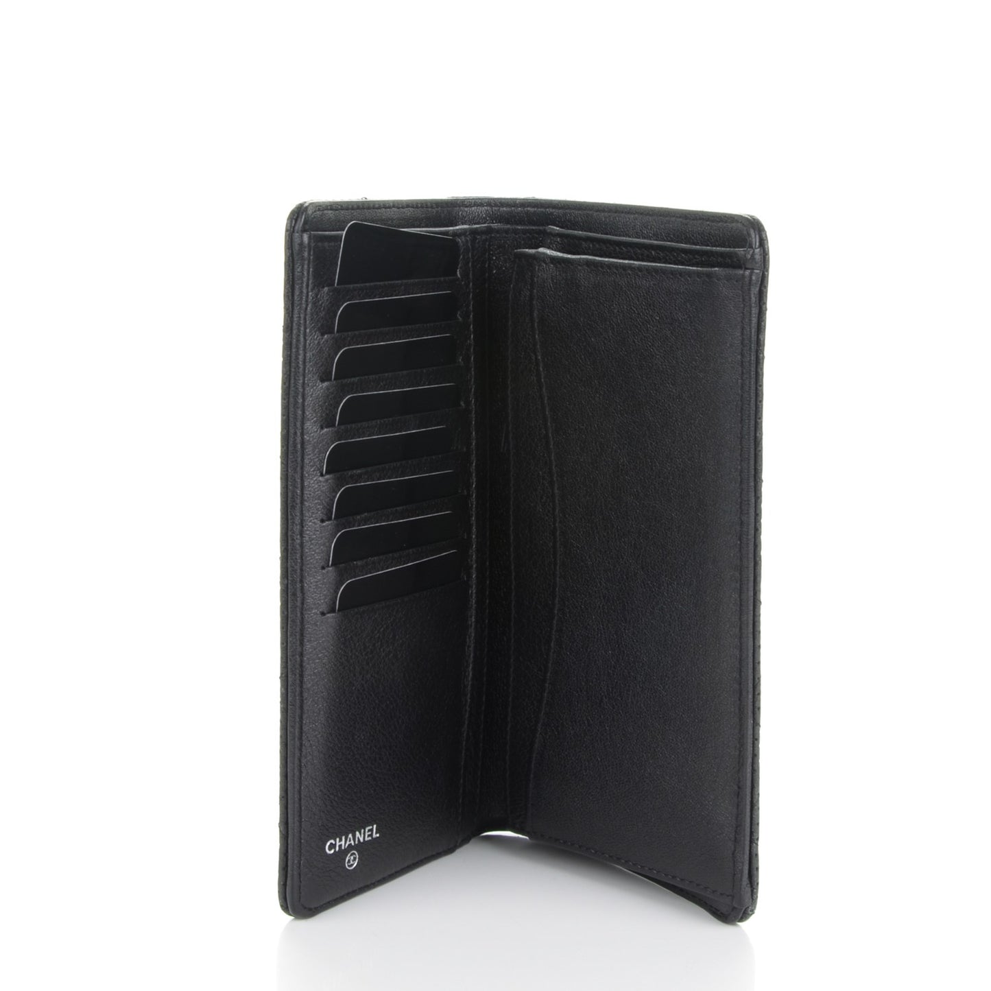 Lambskin Perforated Yen Wallet Black