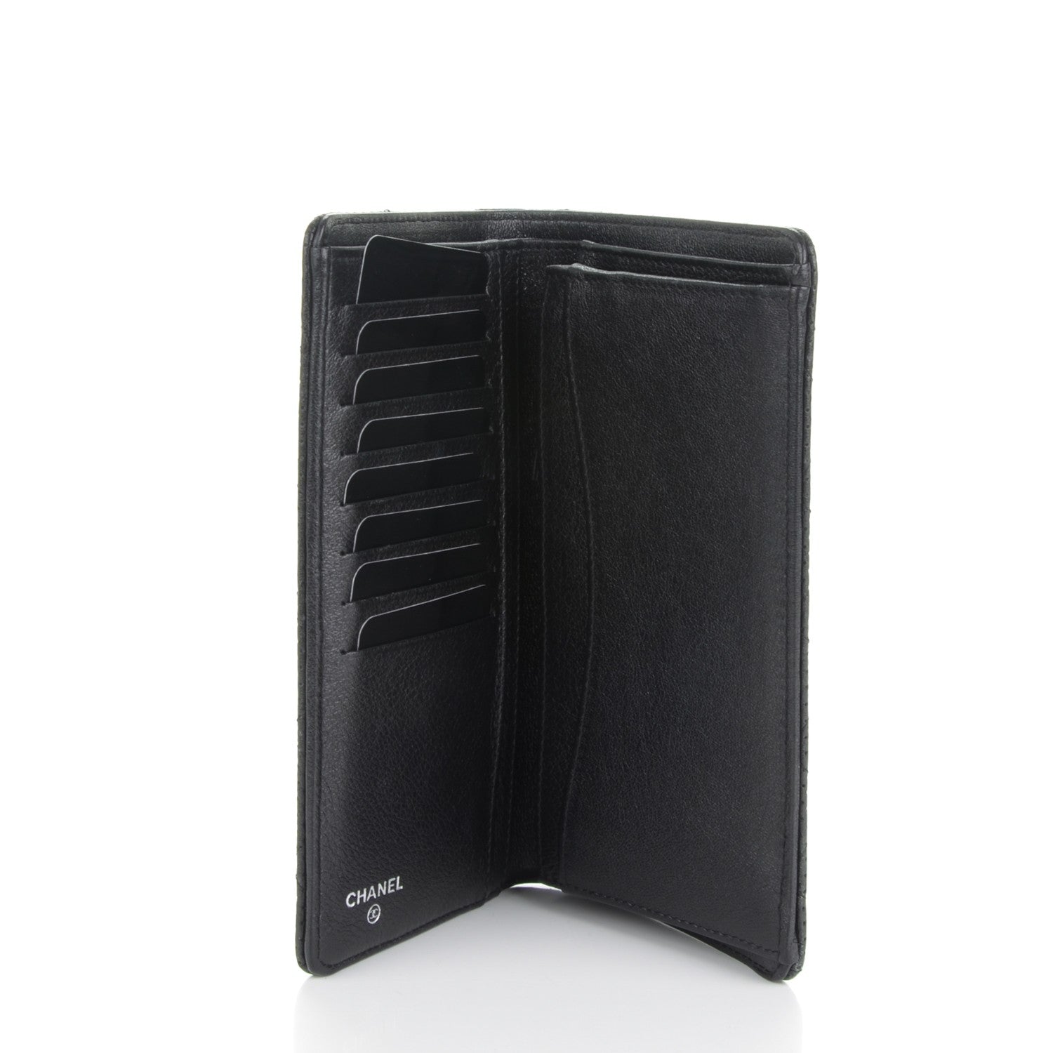 Chanel Lambskin Perforated Yen Wallet Black 5 of 8