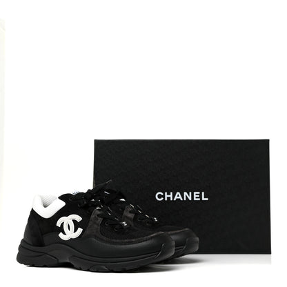 Chanel Mesh Suede Grained Calfskin Womens CC Sneakers 41 Black White 14 of 14