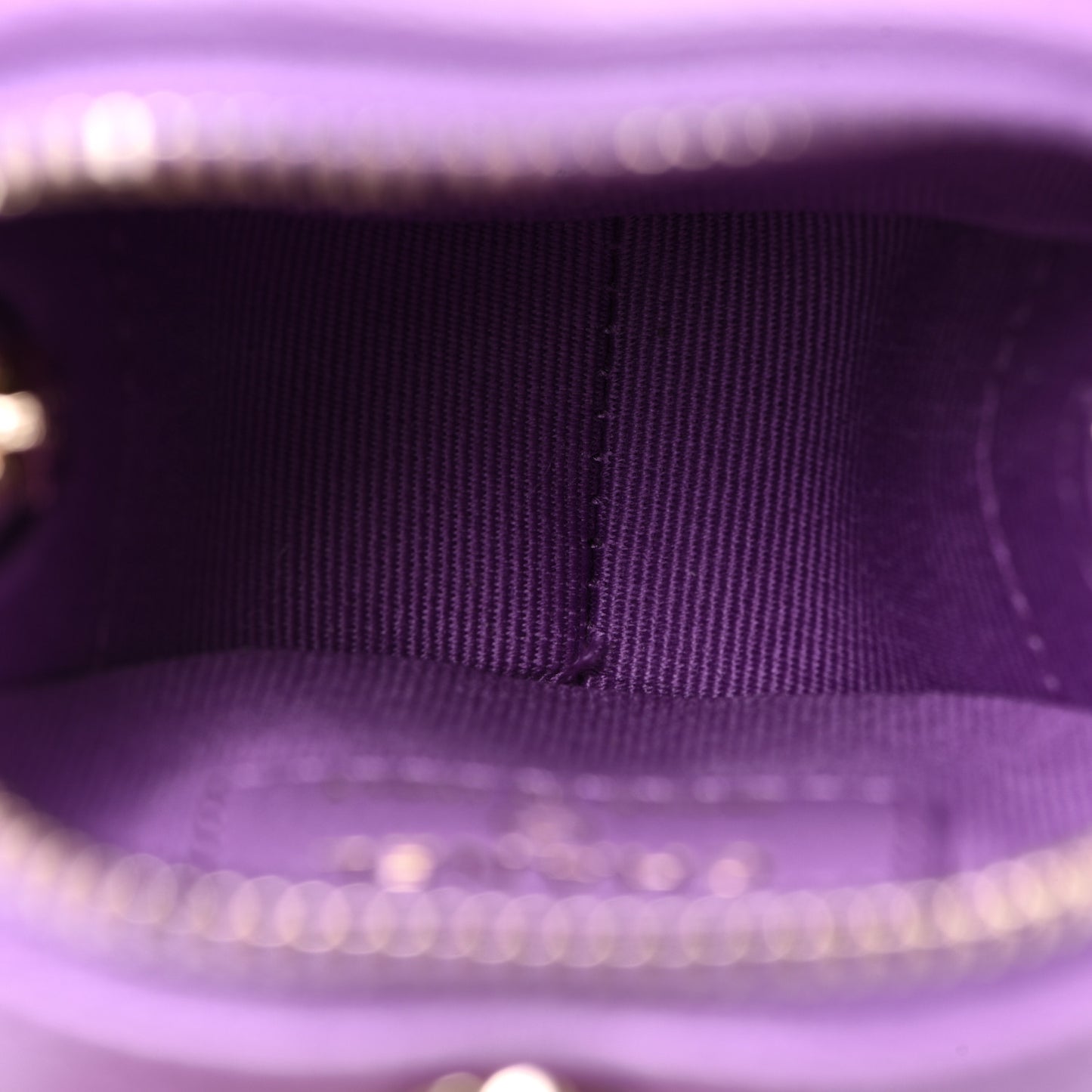 Lambskin Quilted CC In Love Heart Coin Purse With Chain Purple