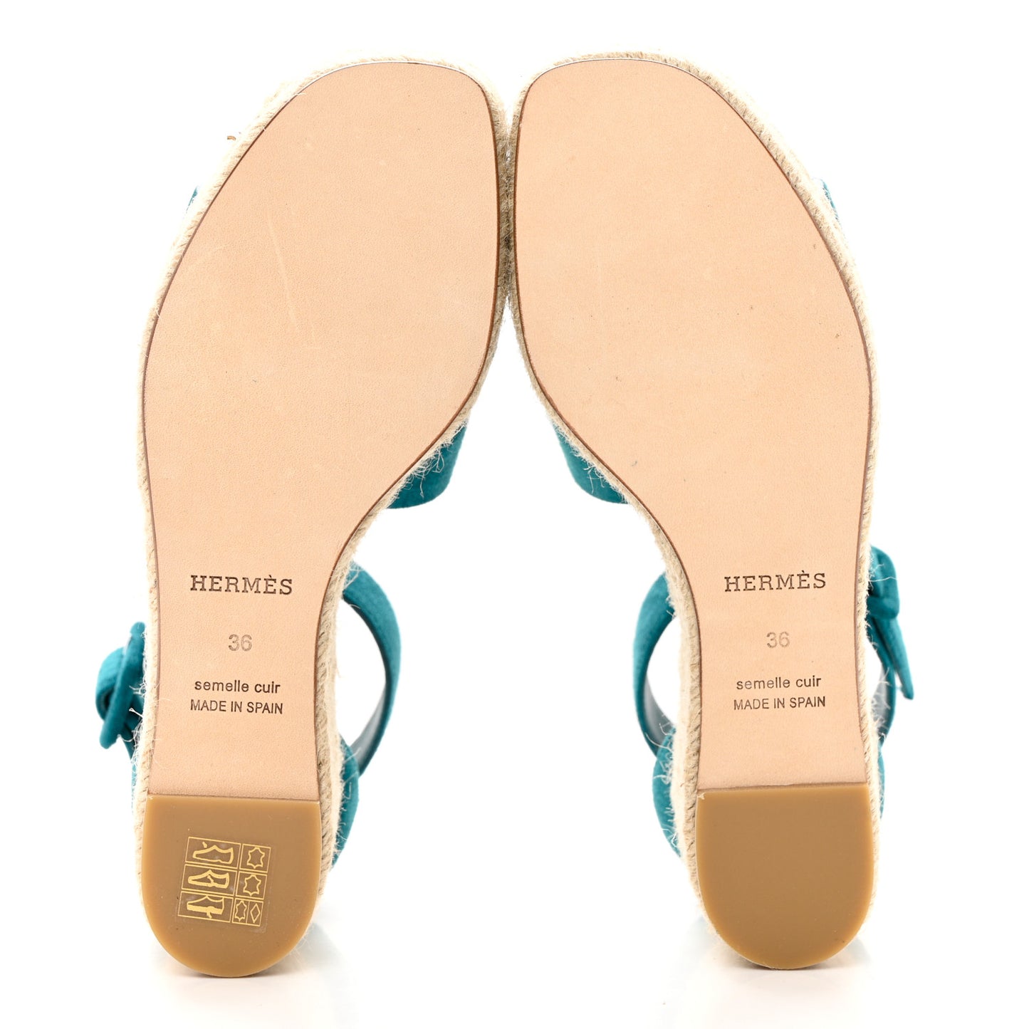 Suede Goatskin Elda Espadrille Wedge Sandals 36 Vert Oxford