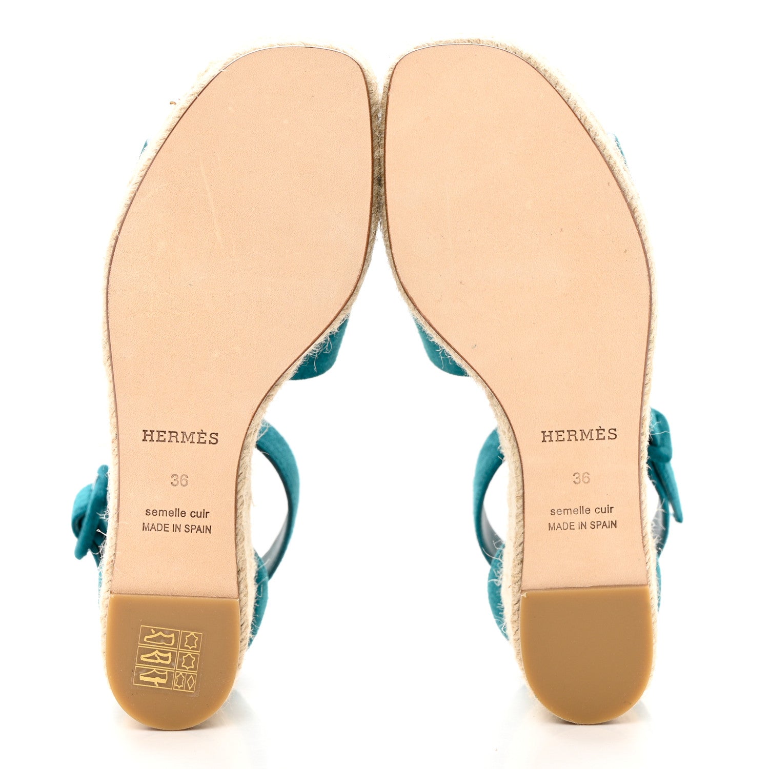 Hermes Suede Goatskin Elda Espadrille Wedge Sandals 36 Vert Oxford 5 of 17