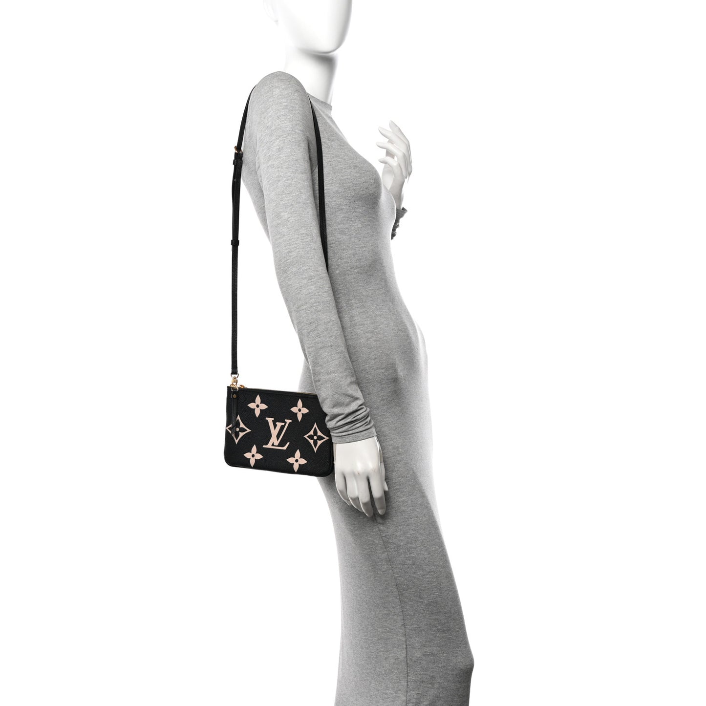 Empreinte Monogram Giant Double Zip Pochette Black Cream