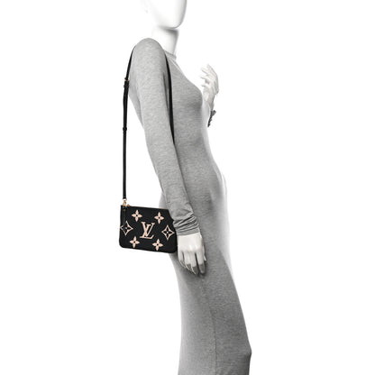 Louis Vuitton Empreinte Monogram Giant Double Zip Pochette Black Cream 2 of 12