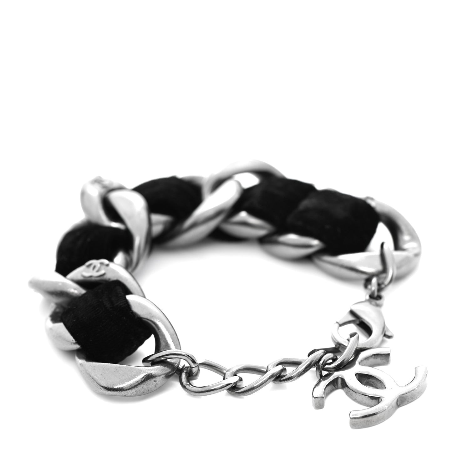 Velvet Chain Link CC Bracelet Black Ruthenium