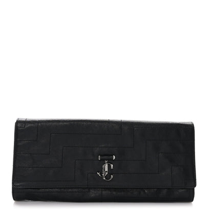 Jimmy Choo Biker Calfskin Overstitch Avenue Clutch Black 1 of 8