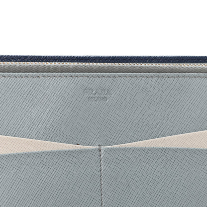 Prada Saffiano Metal Double Snap Travel Wallet Cobalto 6 of 10