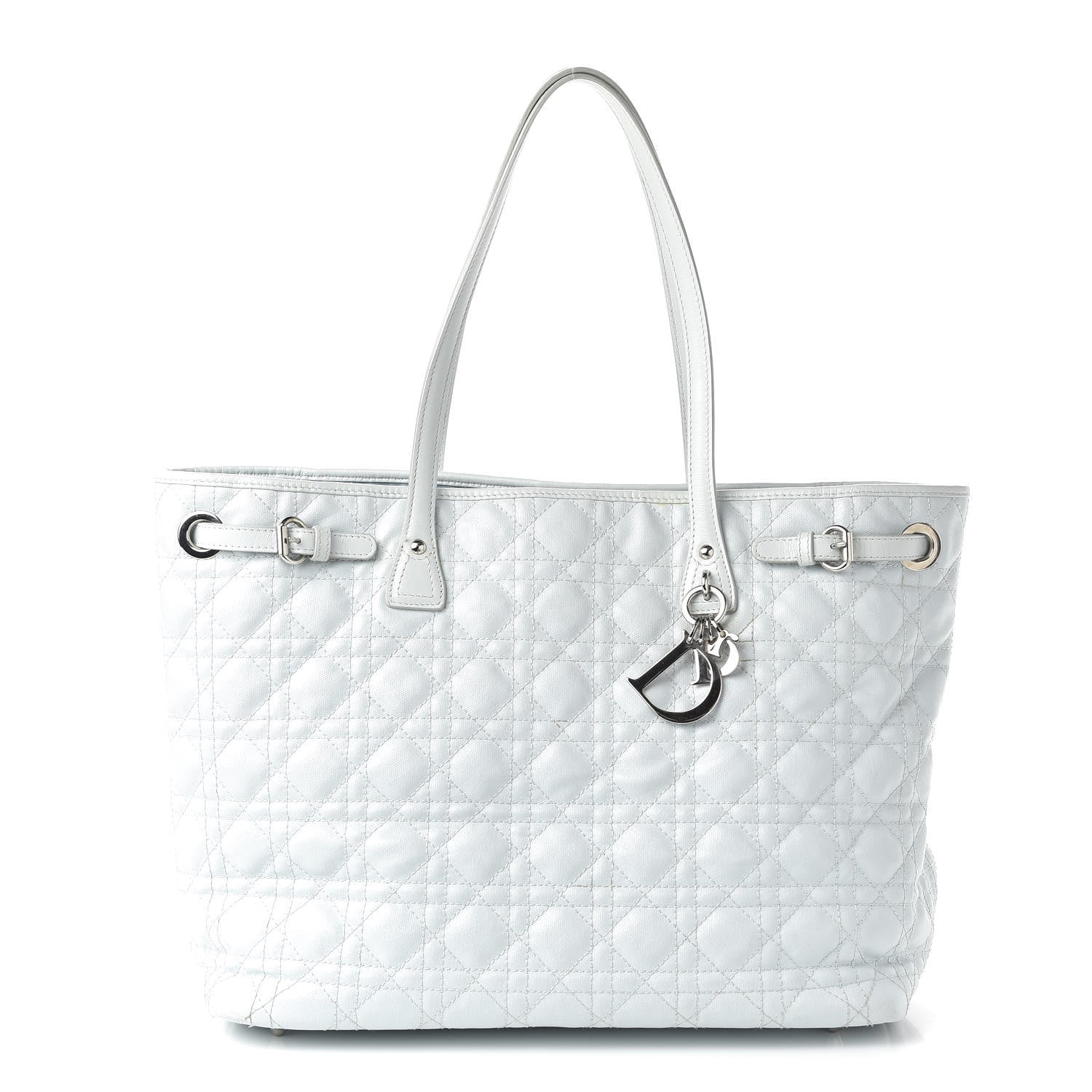 Christian Dior Coated Canvas Cannage Medium Panarea Tote Celeste 1 of 9