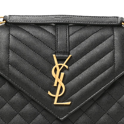 Saint Laurent Grain De Poudre Textured Mixed Matelasse Triquilt Medium Monogram Satchel Black 8 of 10