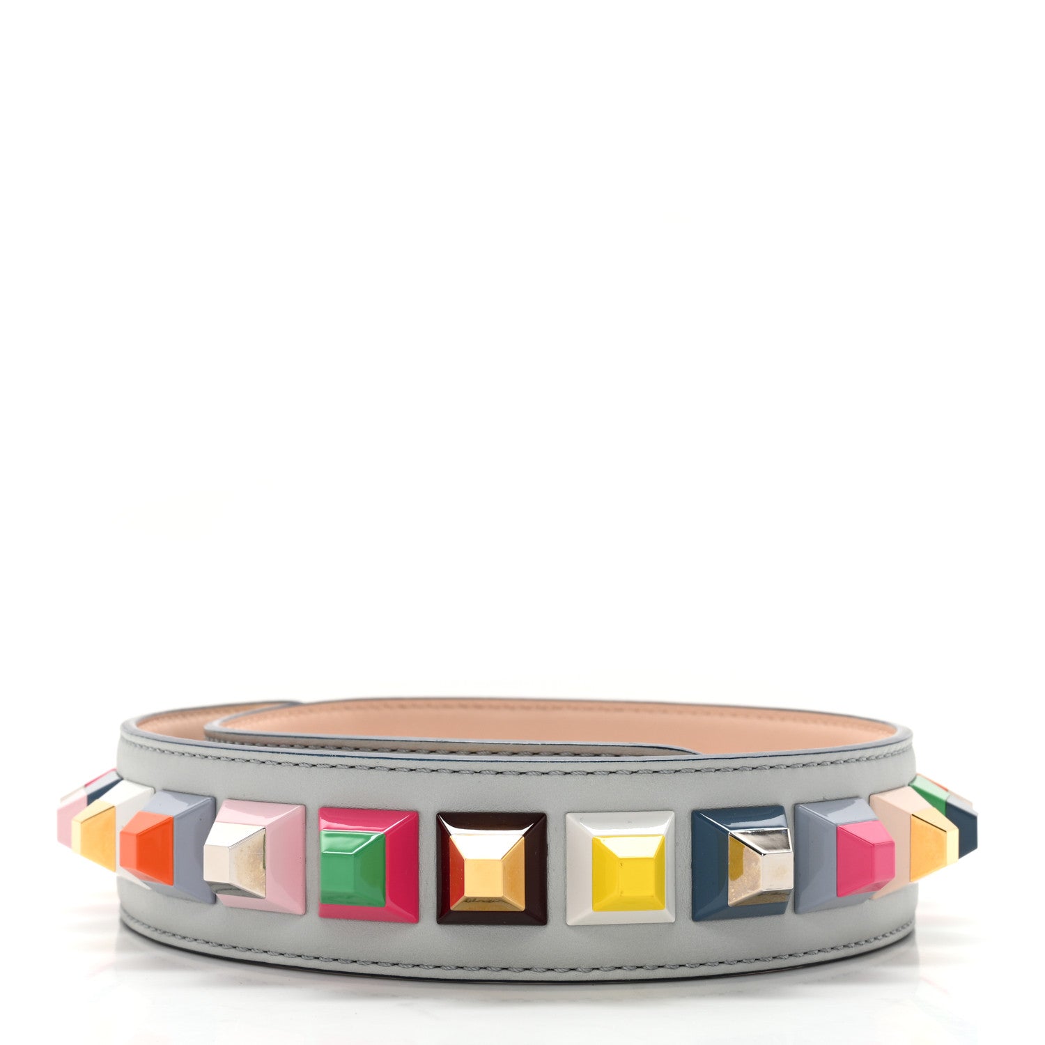 Fendi Vitello Dolce Plexiglass Bi-Color Studded Strap You Grigio Perla Plaster Multicolor 2 of 6